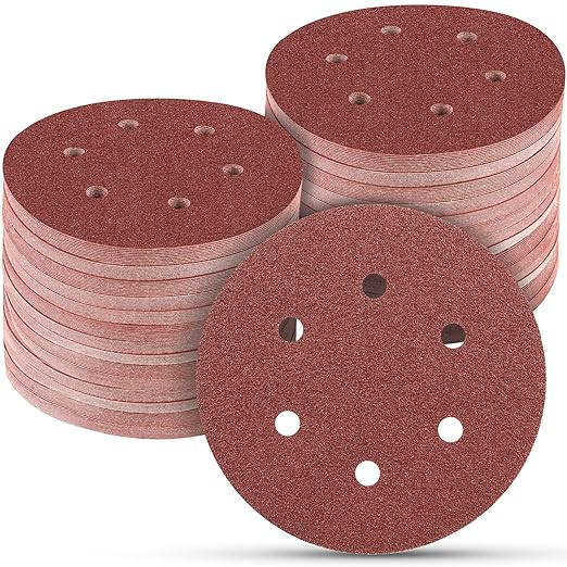100 PCS 6 Inch Sanding Discs 60 Grit Hook and Loop Sandpaper, Round Orbital Sand Paper Discs for Sander