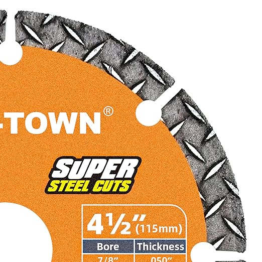 TWIN-TOWN 4 1/2" Diamond Cutting Wheel with 7/8" Arbor, Metal Cut Off Wheel, Carbide Cutting Wheel for Angle Grinder, 5000+ Cuts on Rebar, Steel, Iron, and INOX,2 Pack