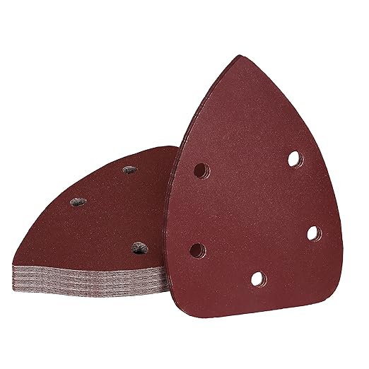 600 Grit Mouse Sander Sandpaper, Jamiikury 5 Hole Detail Sander Sandpaper Palm Sander Paper Mouse Sanding Pads Hook and Loop Sanding Sheets - Pack of 20