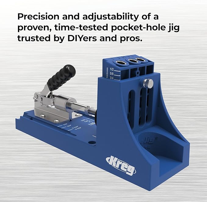 Kreg K4 Pocket Hole Jig - Adjustable, Versatile Jig for Strong Joints - Create Perfect, Rock-Solid Joints - Easily Adjustable Drill Guides - For Materials 1/2" to 1 1/2" Thick