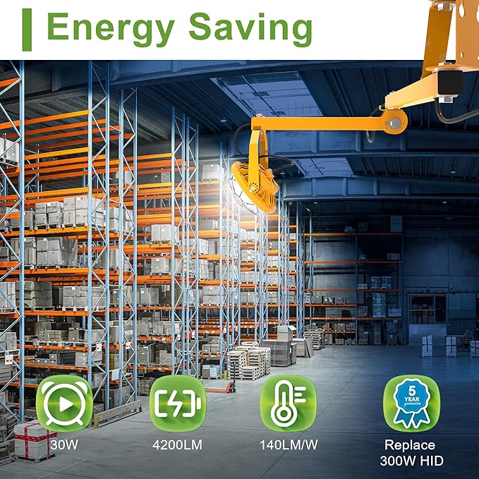30W LED Loading Dock Lights with 40” Swing Single Folding Arm, 5000K 4,200 Lumen 360° Rotatable Lamp Head, IP65 Rated, UL Certified Workbench Light for Trailers, Docks, Warehouses, Container (30W)