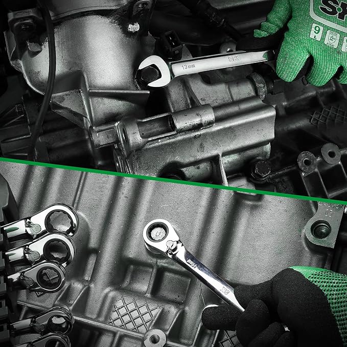 SK Reversible Ratcheting Wrench Set, Combination Wrench Set, 8-Piece, Metric, 72-Tooth, Premium CR-V Construction, with Rack Organizer