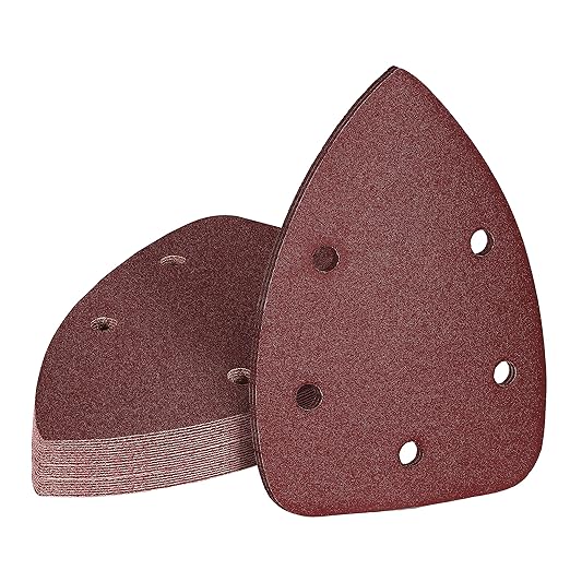150 Grit Mouse Sander Sandpaper, Jamiikury 5 Hole Detail Sander Sandpaper Palm Sander Paper Mouse Sanding Pads Hook and Loop Sanding Sheets - Pack of 20