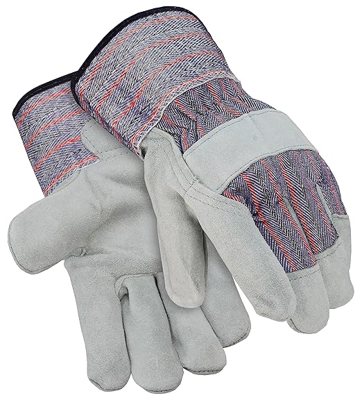 Galeton 2130-L Select Leather Palm Gloves, Safety Cuff, Large, Blue Stripe (Pack of 12)