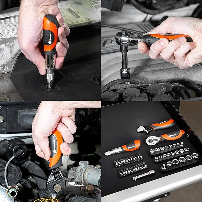 GreatNeck 48-Piece Multi Drive Stubby Mechanics Tool Set, Metric and SAE