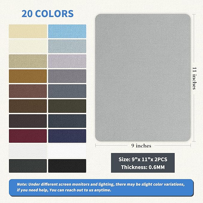 KING MOUNTAIN Canvas Repair Patch 9 x11 Inch 2 Pcs Self-Adhesive Waterproof Fabric Patch for Sofas, Tents, Furniture,Tote Bags, Car Seats (Grey2.0)