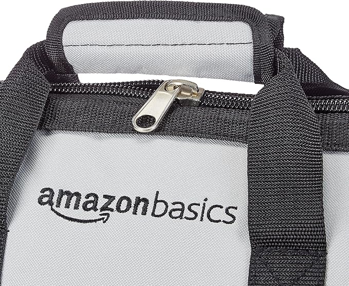 Amazon Basics Durable Wear-Resistant Base, Tool Large Standard Bag with Strap, 16 Inch, Black & Grey