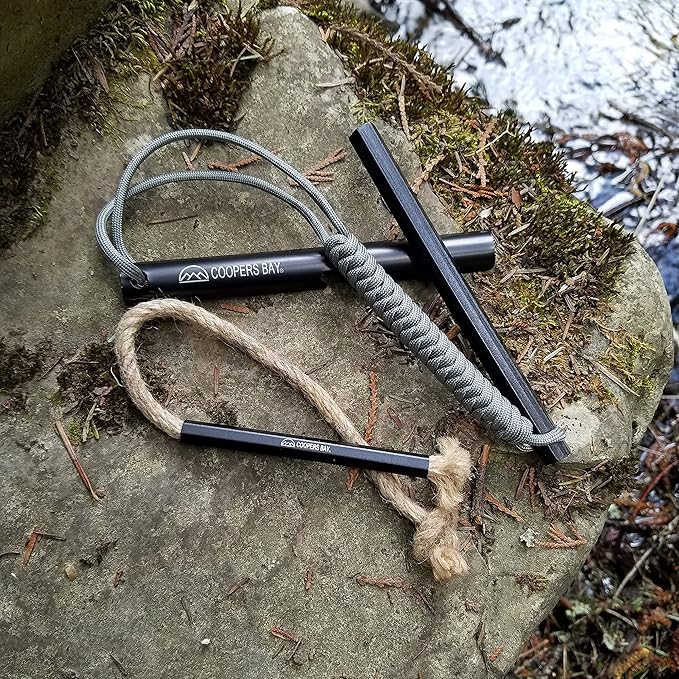 Hexalite Ferro Rod and FireWick Tinder Kit | X-Large 1/2" x 6" Long Hex Ferro Rod | Includes Tinder FireWick | Complete Fire Starter Survival Tool Package for Your Gear Bag
