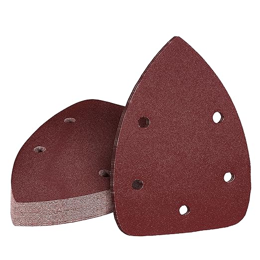 240 Grit Mouse Sander Sandpaper, Jamiikury 5 Hole Detail Sander Sandpaper Palm Sander Paper Mouse Sanding Pads Hook and Loop Sanding Sheets - Pack of 20