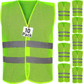 Safety Vest - 10 Pack and 15 Pack - High Visibility Vest for Everyday Use, Lightweight, Comfortable and Breathable