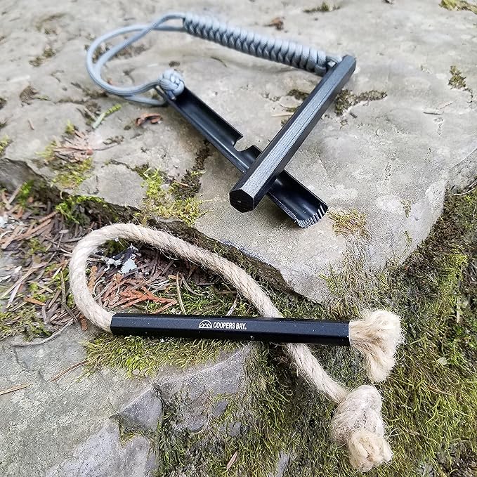 Hexalite Ferro Rod and FireWick Tinder Kit | X-Large 1/2" x 6" Long Hex Ferro Rod | Includes Tinder FireWick | Complete Fire Starter Survival Tool Package for Your Gear Bag