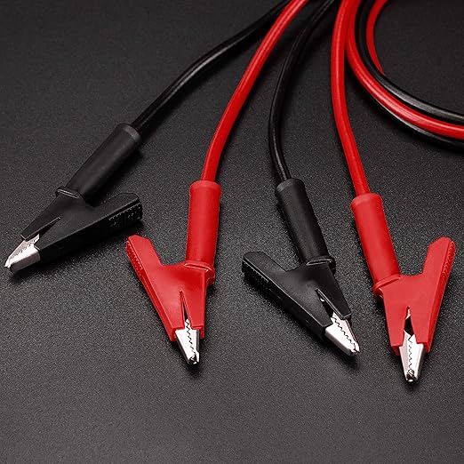 KAIWEETS Alligator Clips Electrical Test Leads Set, 15A Jumper Wires Heavy Duty with Protective Copper Clips, Premium PVC Silicone Cables for Electrical Testing, Experiment, 2 Colors 39.6 inches
