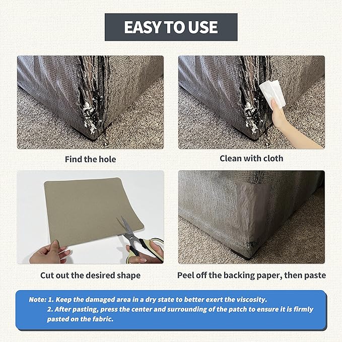 KING MOUNTAIN Canvas Repair Patch 9 x11 Inch 2 Pcs Self-Adhesive Waterproof Fabric Patch for Sofas, Tents, Furniture,Tote Bags, Car Seats (Grey-1)
